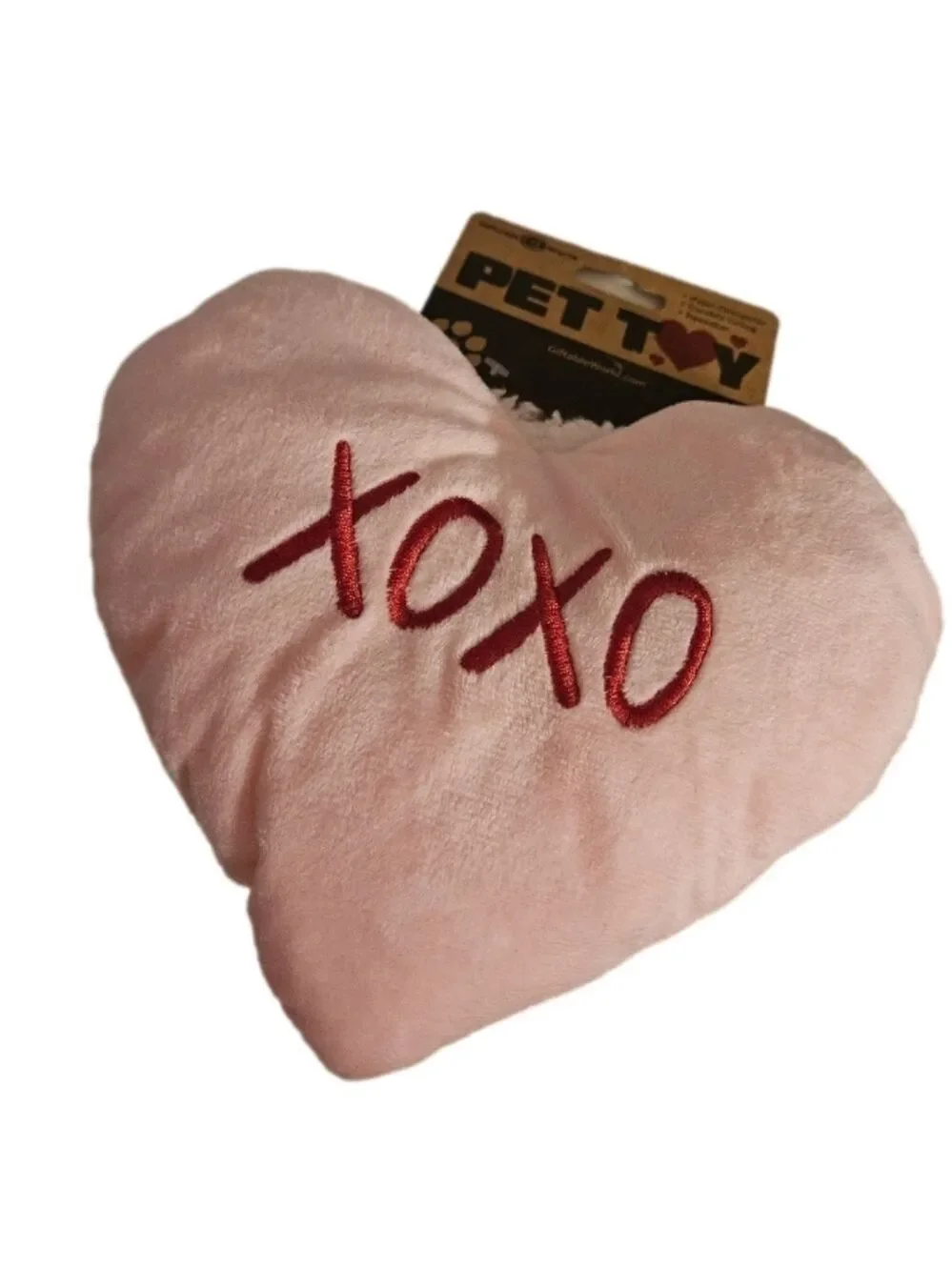Giftable World Pink Heart Squeaker Crinkle Pet Toy 7 Inch